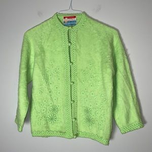 Vintage Carina Lime Green Cardigan Sweater 36
